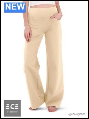 Women's Cotton Wide Leg Yoga Pants High Waist Loose Lounge Trousers with Pockets